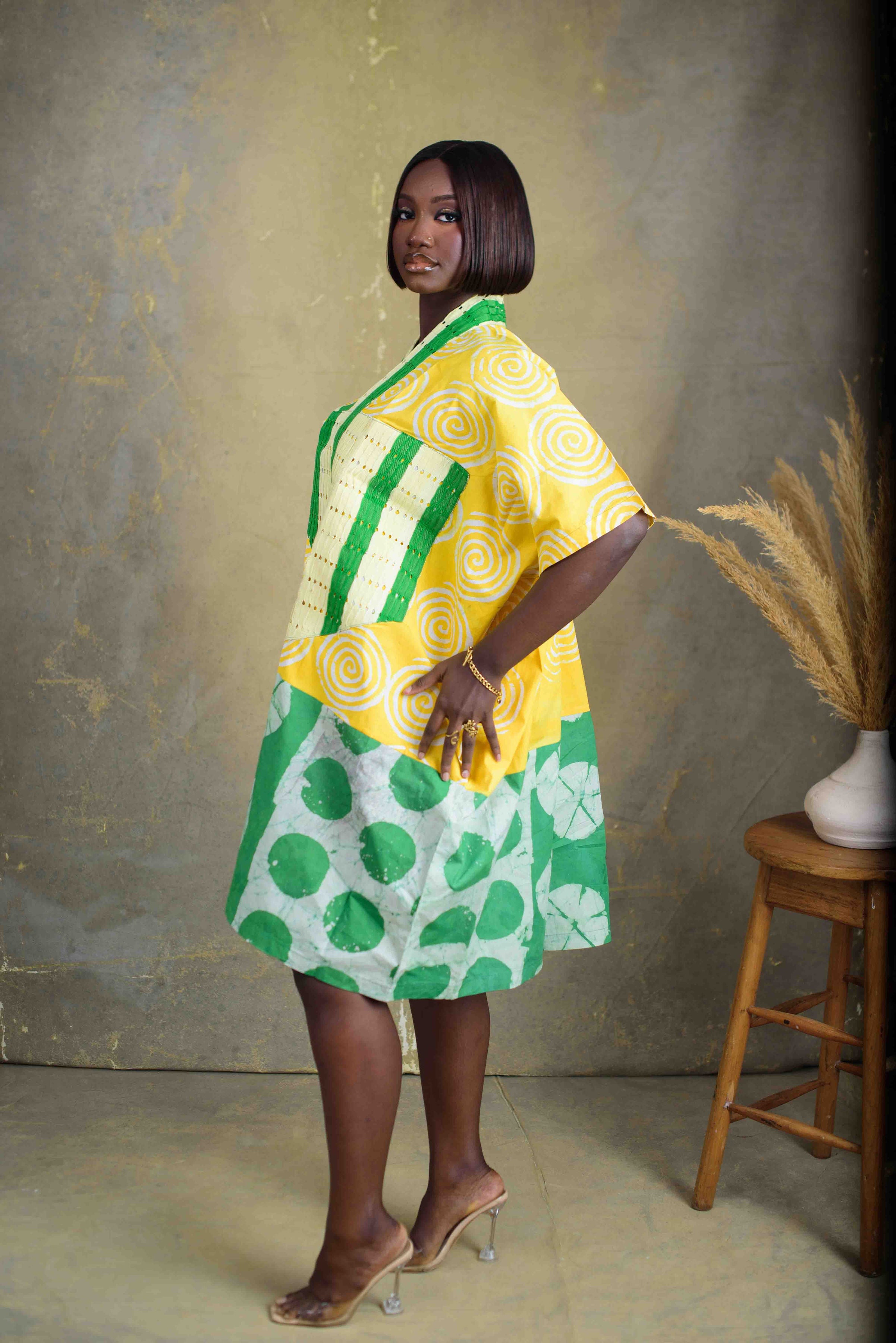 Vibrant African Print Kaftan Dress