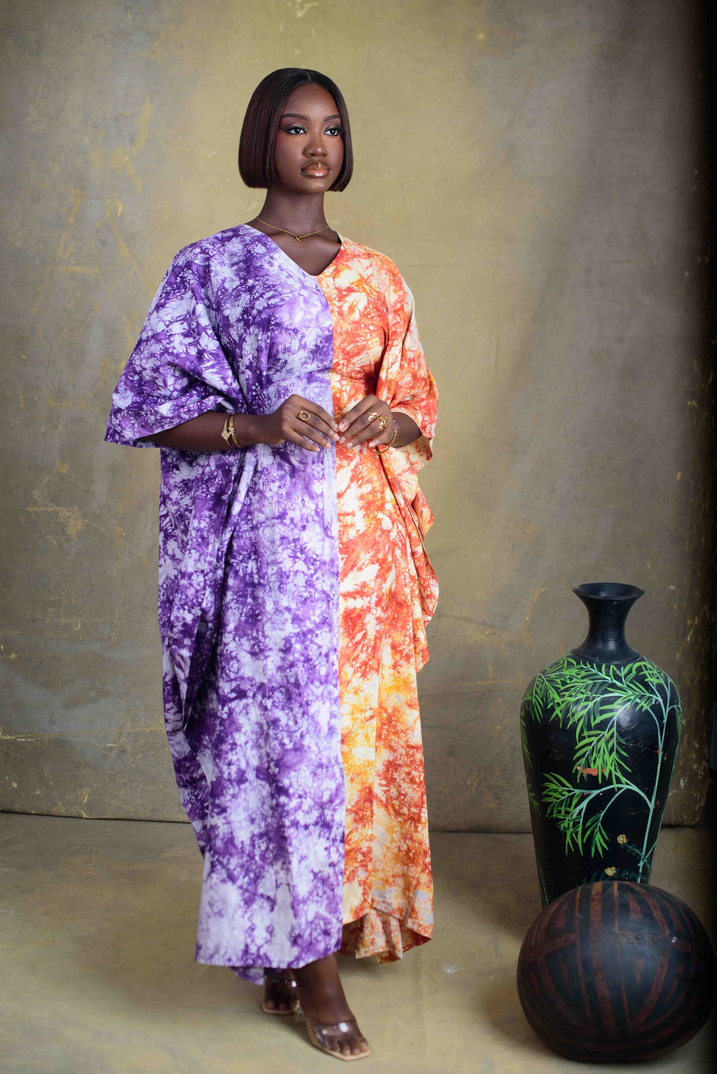 Purple & Orange Tie-Dye Dress