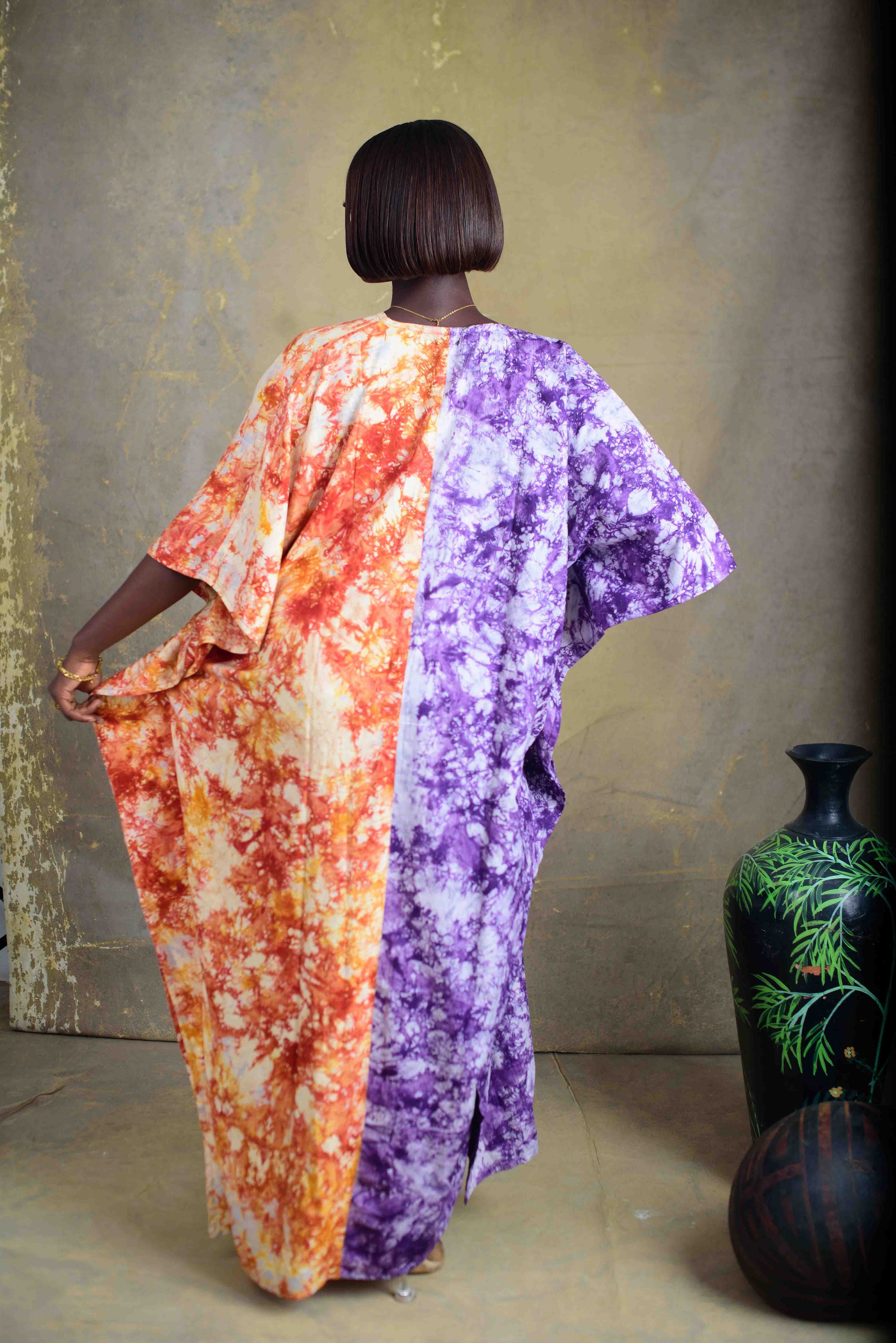Purple & Orange Tie-Dye Dress